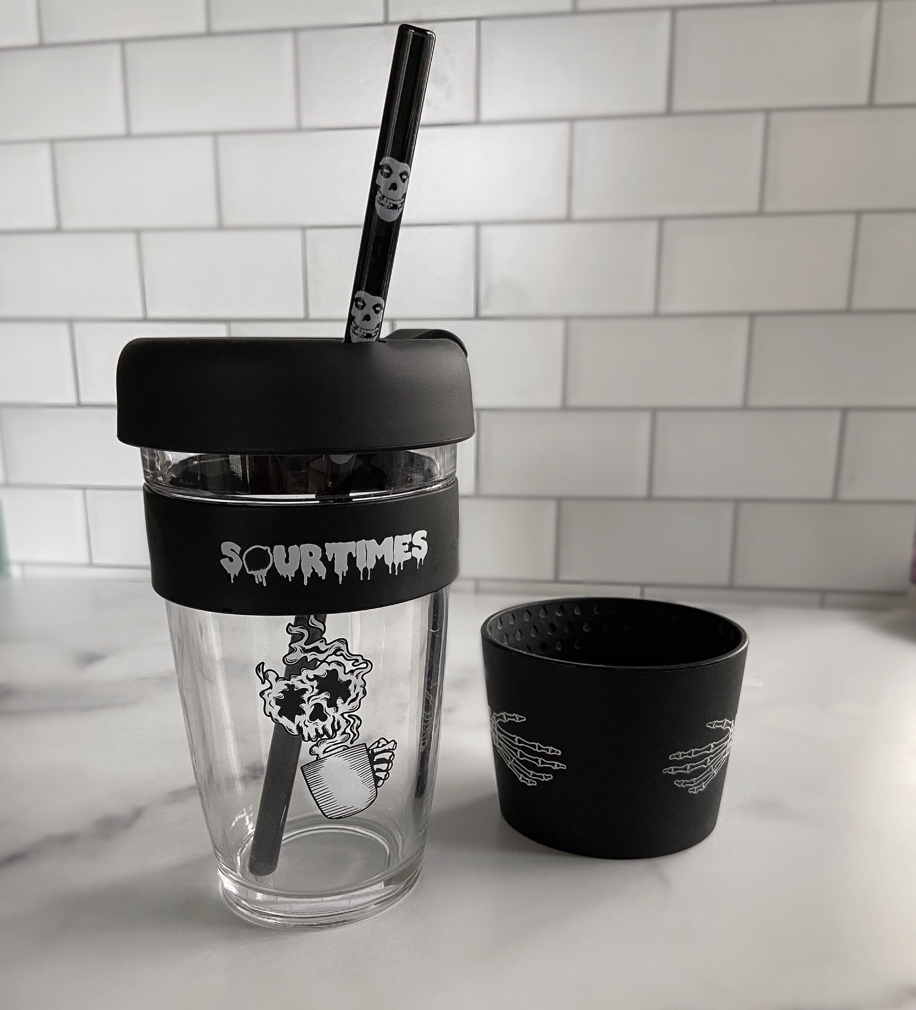 Steamed Skelly Glass Tumbler w/ Skelly Koozie & Limited Edition straw –  Sour Times